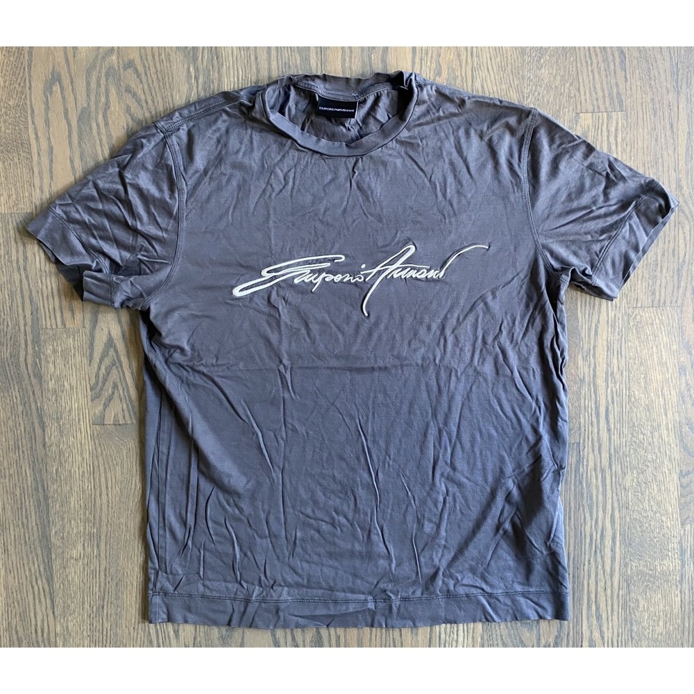 Emporio Armani Crewneck T-Shirt Embroidered Signature Men Size Large